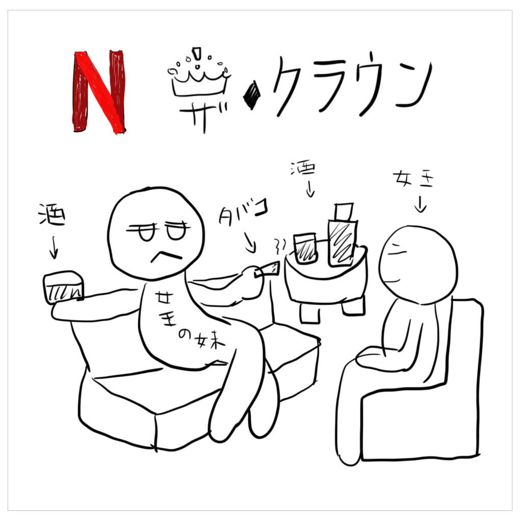 NETFLIXドラマ「ザ・クラウン」のイラスト